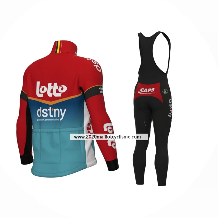 2024 Maillot Cyclisme Lotto Dstny Bleu Clair Rouge Manches Longues Et Cuissard